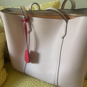 Tory Burch Light Pink Tote with Red Accent